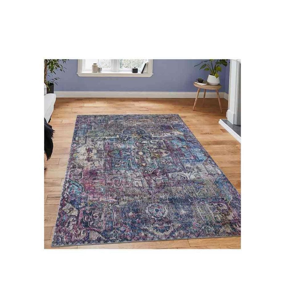 Tapis de salle, 100 x 200, , Multicolore, Tissu velours, 1350 G-m²,