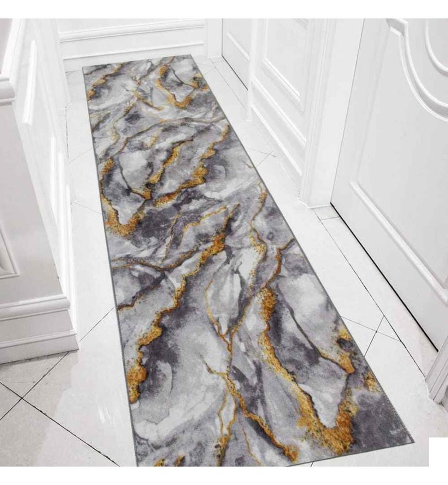 Tapis de salle, 100 x 300, , Gris, Or, Polyester, 1100 gr-m²,