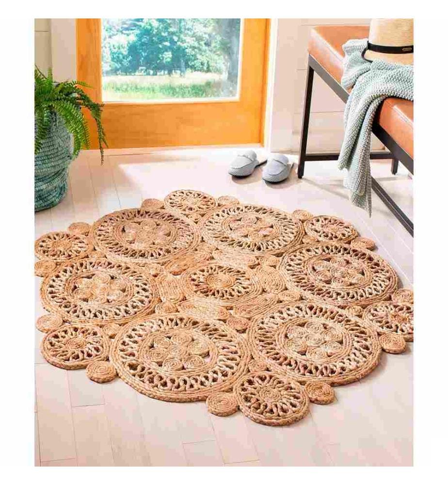 Tapis, naturel, 100 % jute, 120 x 120 cm