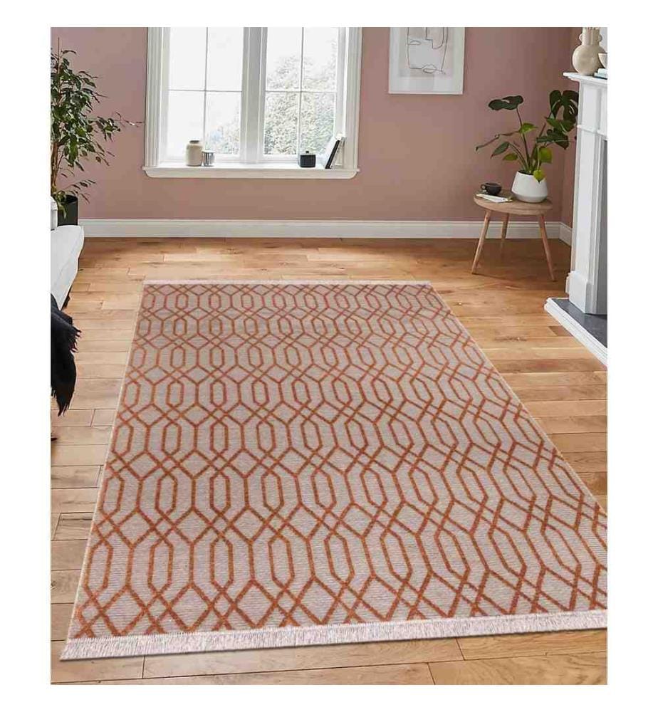 Tapis de salle, Orange, 100% Jute - Chenille, 80 x 150 cm