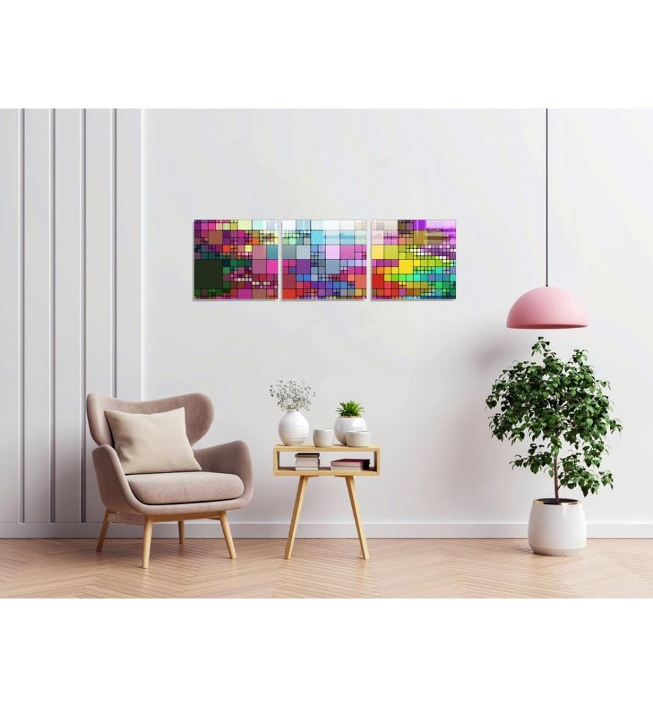 Peinture décorative en verre trempé, 3 pièces, multicolore, 100 % VERRE TEMPRÉ