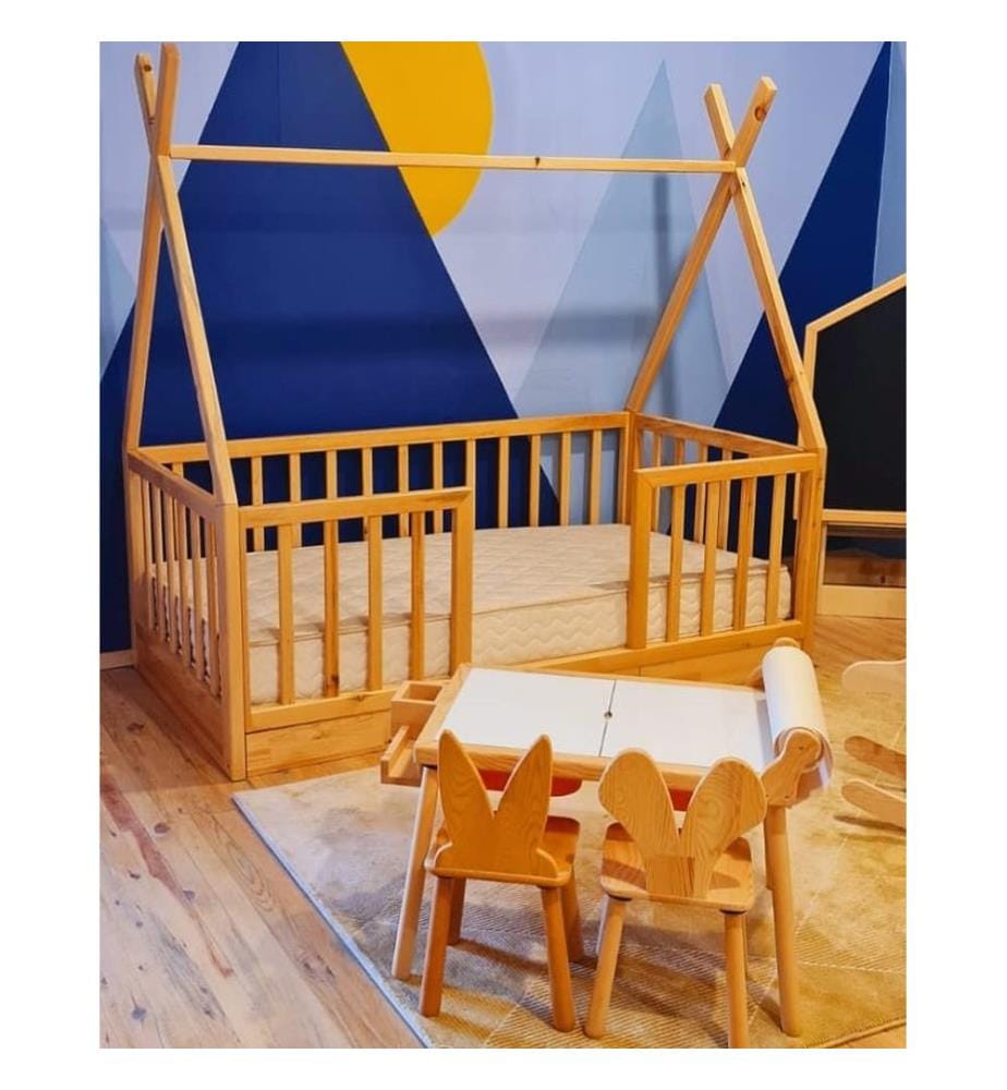 Lit pour bébé, chêne, pin