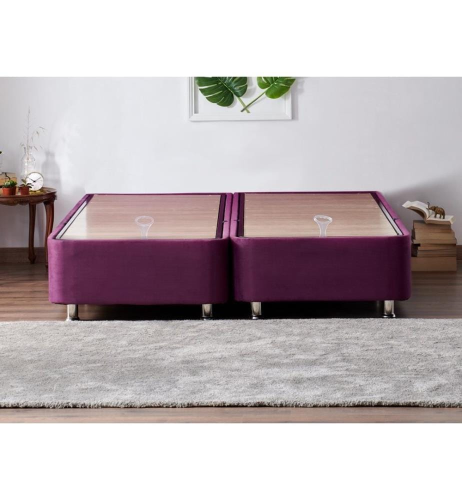 Sommier double, violet, cadre : Acier, Tissu : Soho Fabric