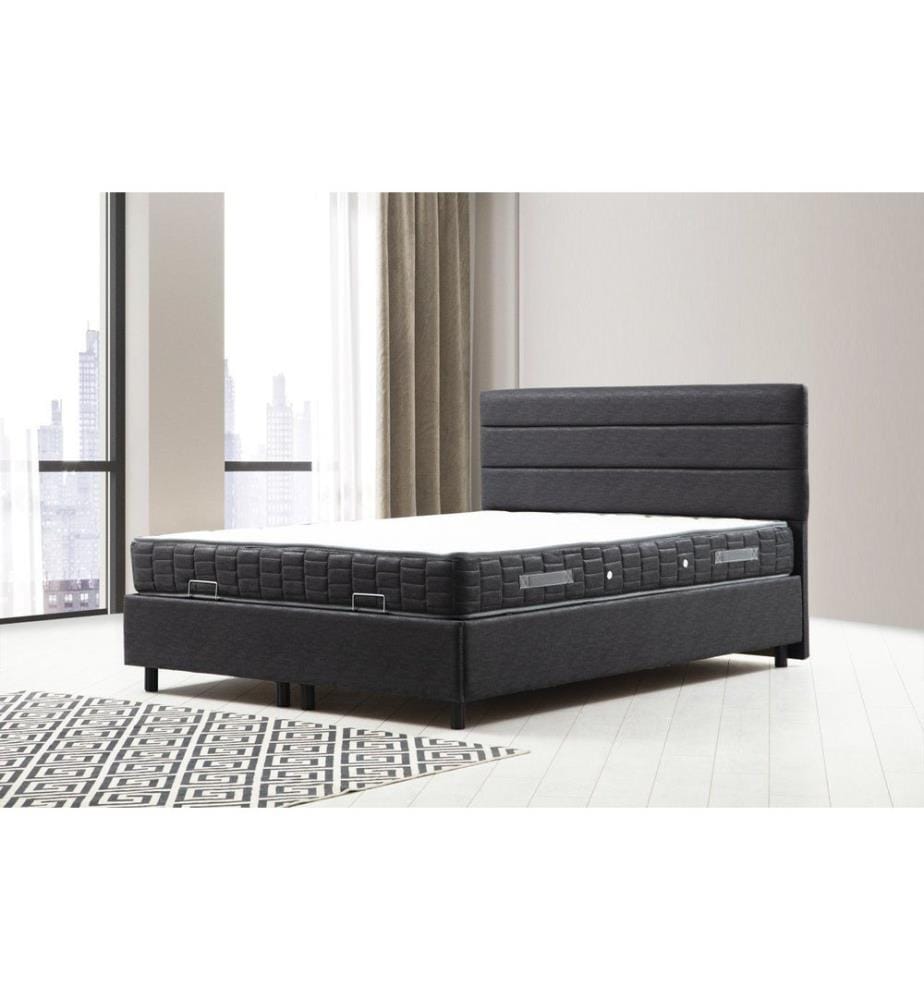 Matelas simple, sommier et tête de lit, anthracite, panneaux de particules mélaminés