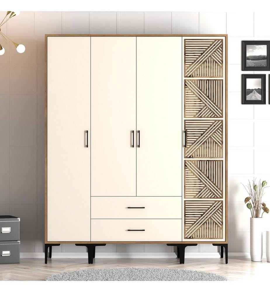 Armoire, Noyer, Crème, Panneau de particules mélaminé