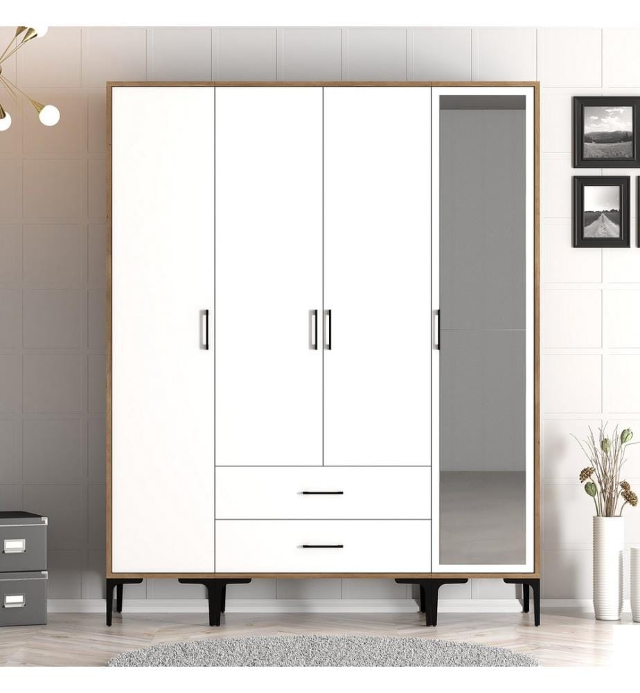 Armoire, Noyer, Blanc, Panneau de particules mélaminé
