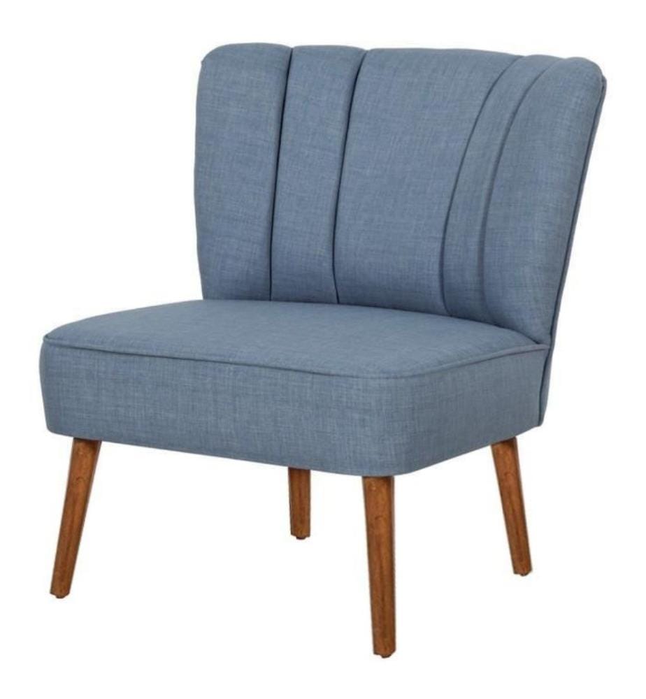 Wing Chair, Indigo Blue, cadre en bois massif, tissu polyester