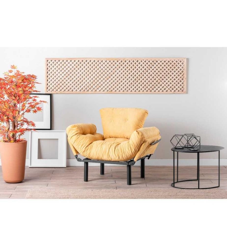 Wing Chair, Mustard, structure métallique, tissu polyester
