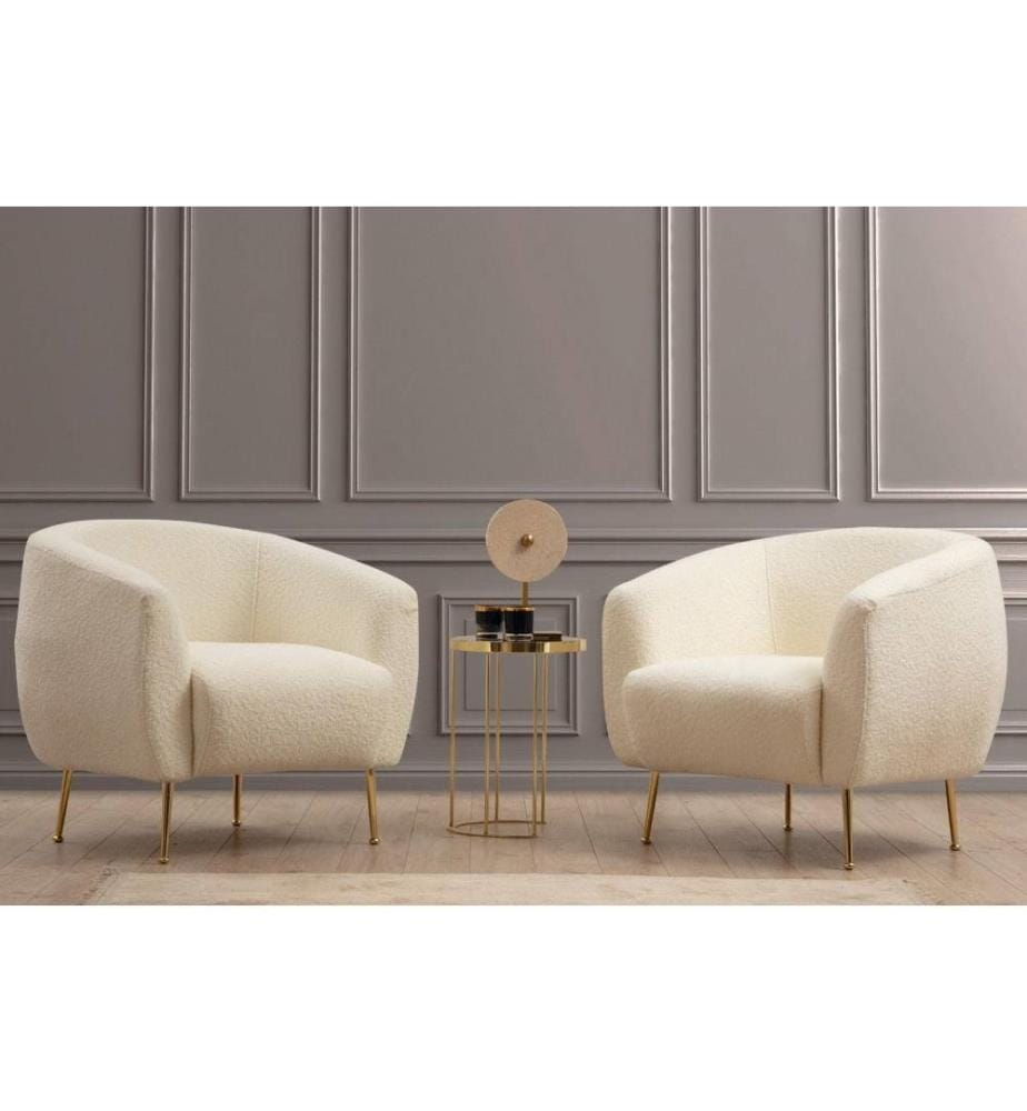 Chaise Wing, crème, cadre en hêtre - aggloméré, tissu polyester