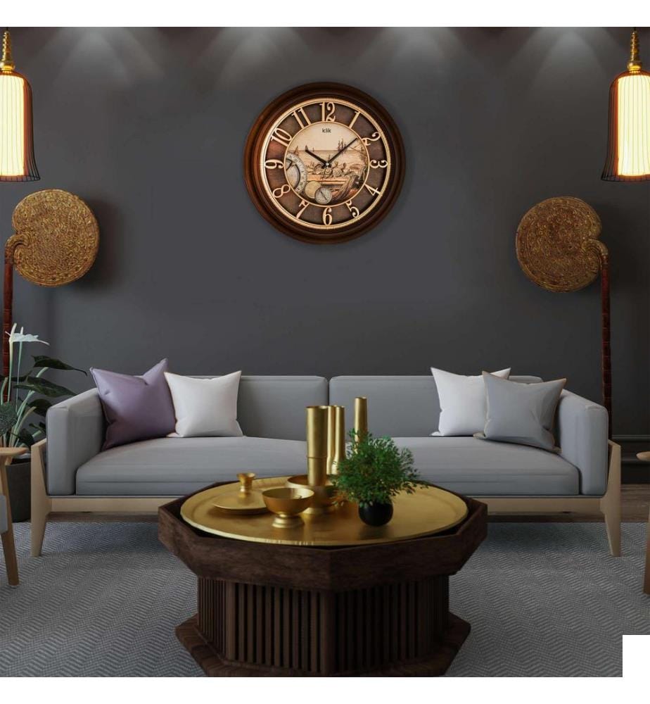 Horloge murale décorative, marron, 90 % PLASTIQUE / 10 % VERRE
