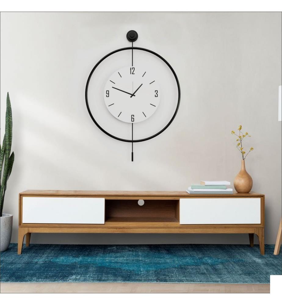 Horloge murale décorative en métal, noire, 100 % MÉTAL