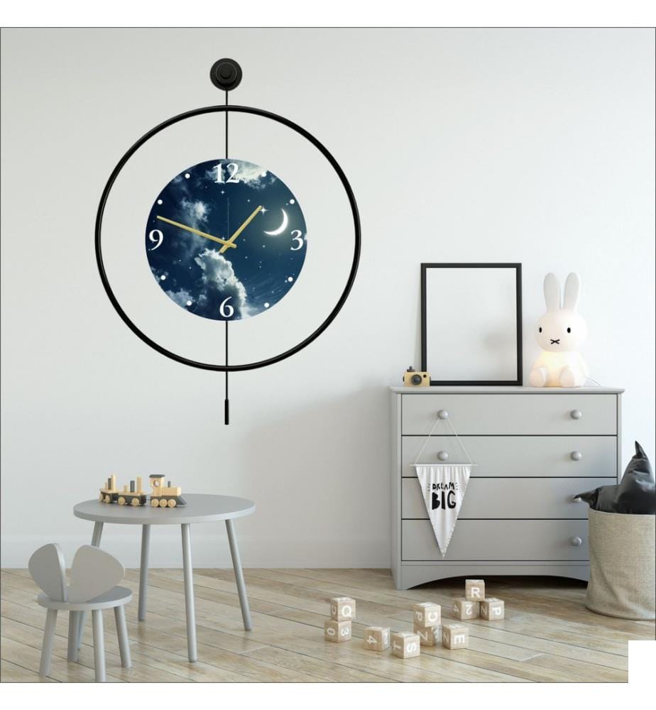 Horloge murale décorative en métal, noire, 100 % MÉTAL