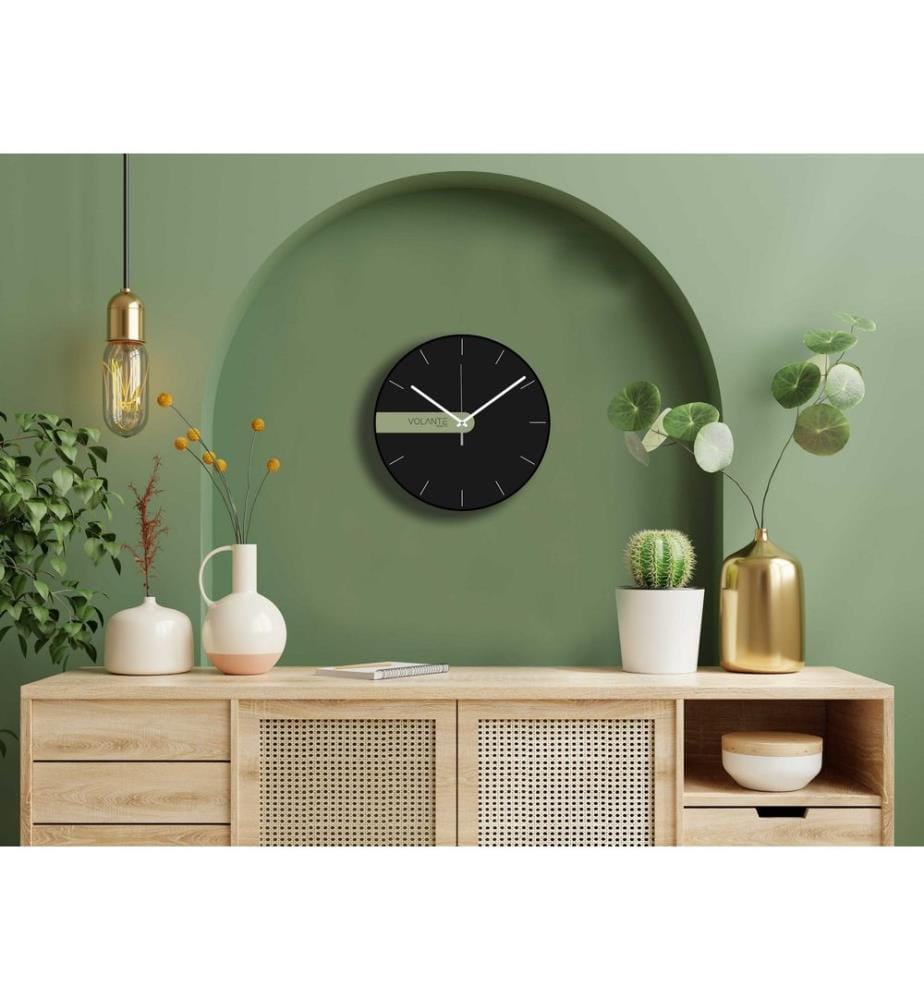 Horloge murale décorative, noire, blanche, 100 % PLASTIQUE