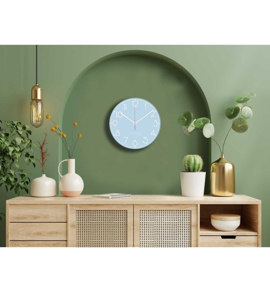 Horloge murale décorative, bleue, blanche, 100 % PLASTIQUE