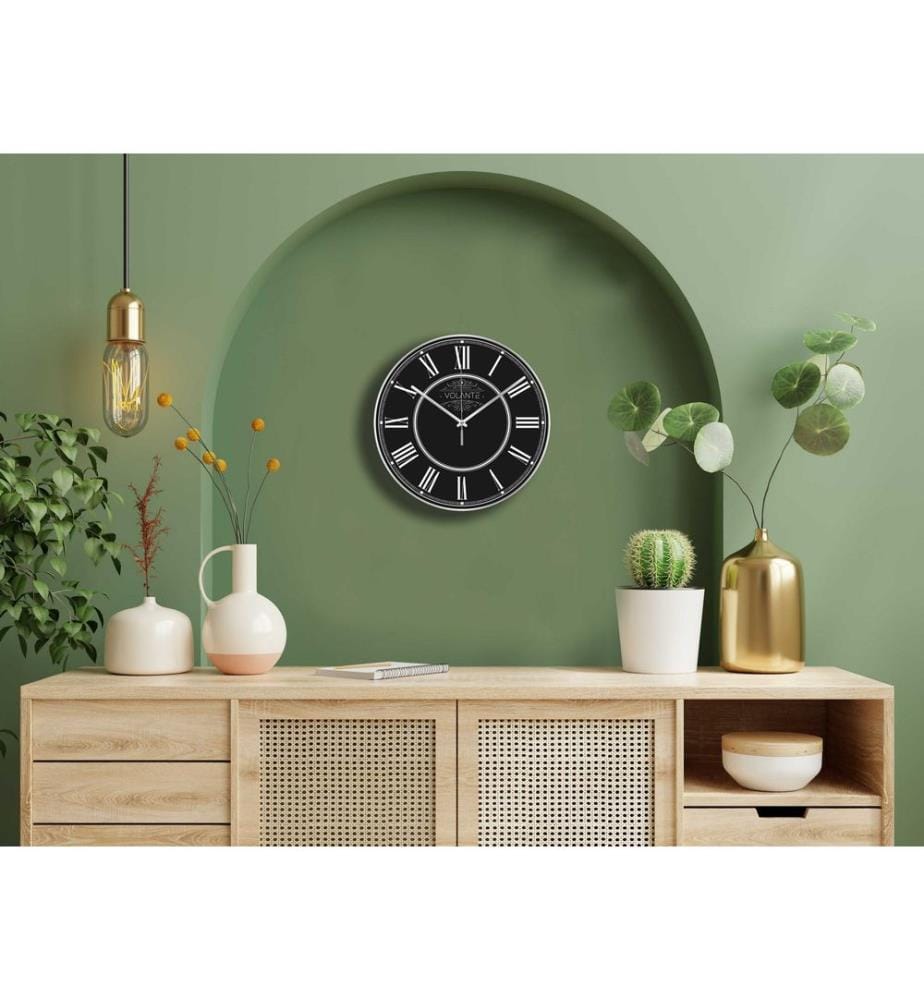 Horloge murale décorative, argentée, 100 % PLASTIQUE