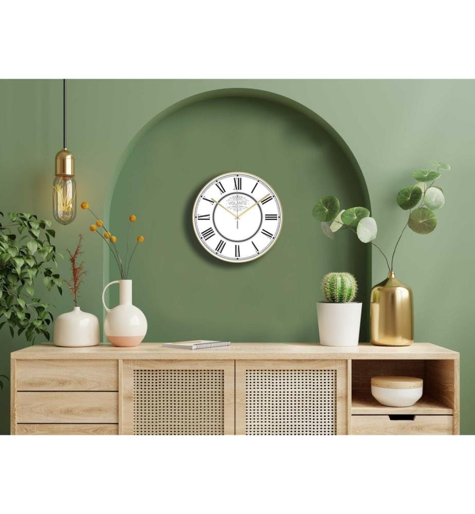 Horloge murale décorative, dorée, 100 % PLASTIQUE