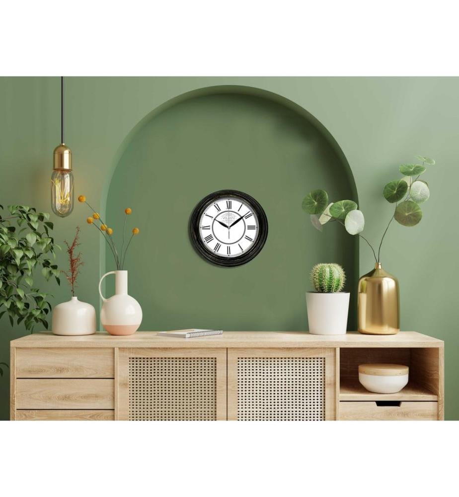 Horloge murale décorative, dorée, noire, 100 % PLASTIQUE