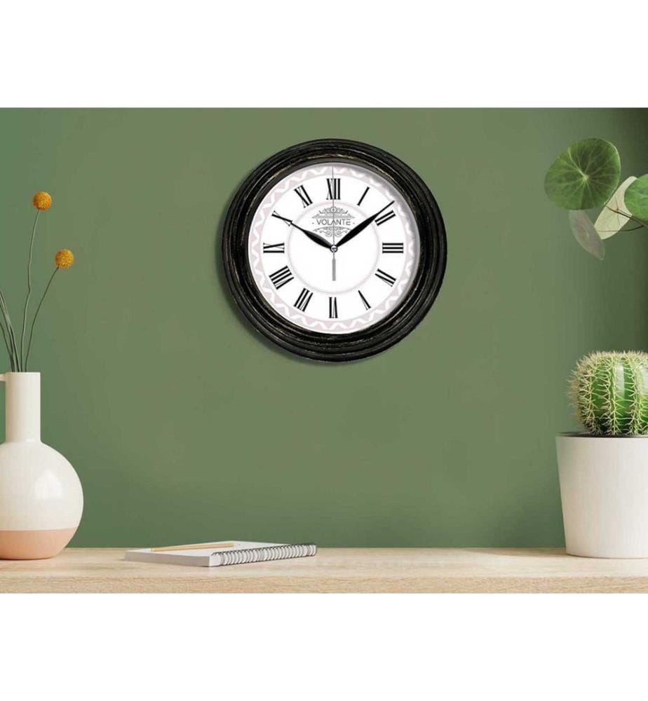 Horloge murale décorative, dorée, noire, 100 % PLASTIQUE