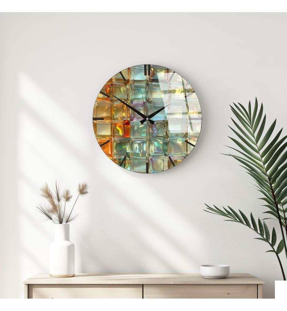 Horloge murale décorative en verre, multicolore, 100 % VERRE