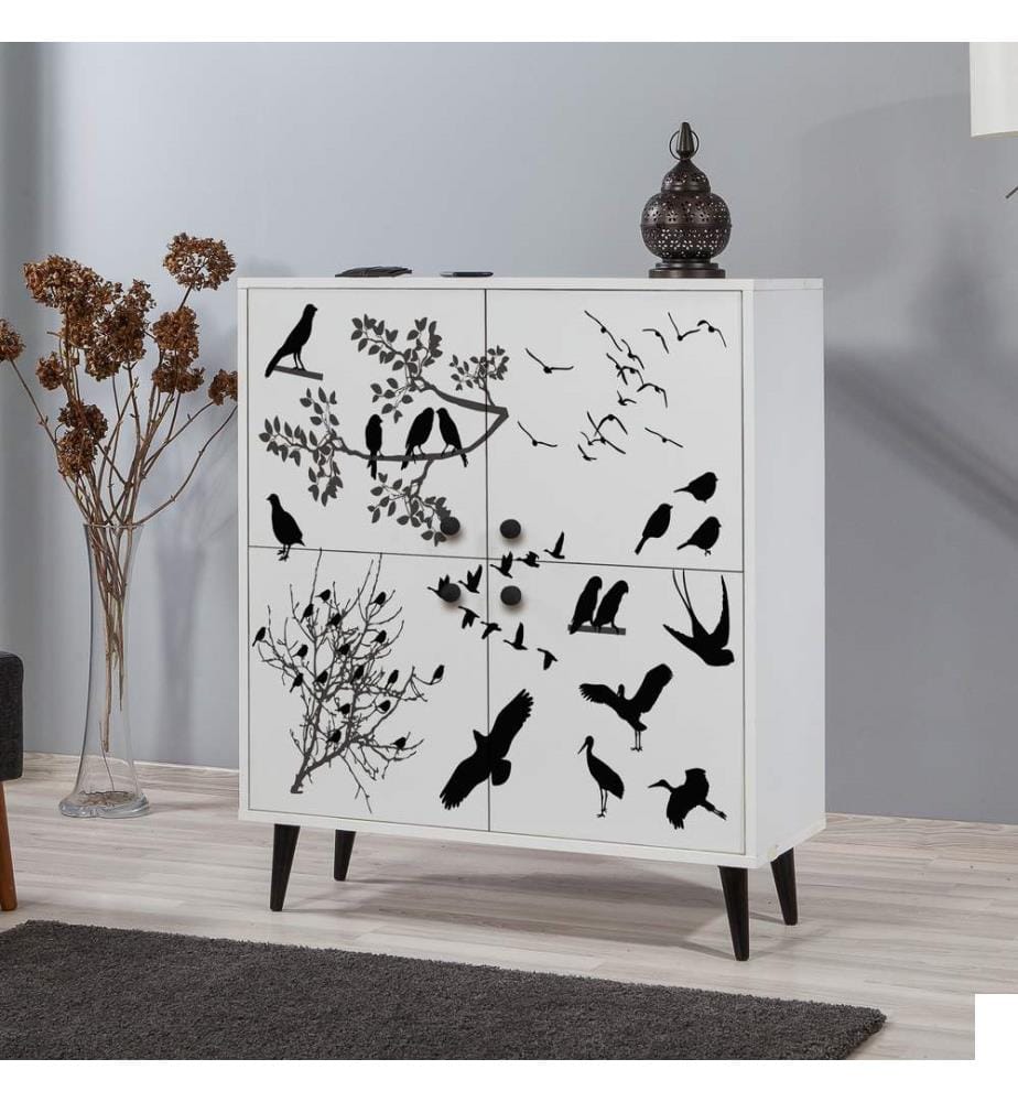 Blanc, Noirs, Armoires À Chaussures, 111X95X36 cm, Plaque De Particules Enrobée De Mélamine