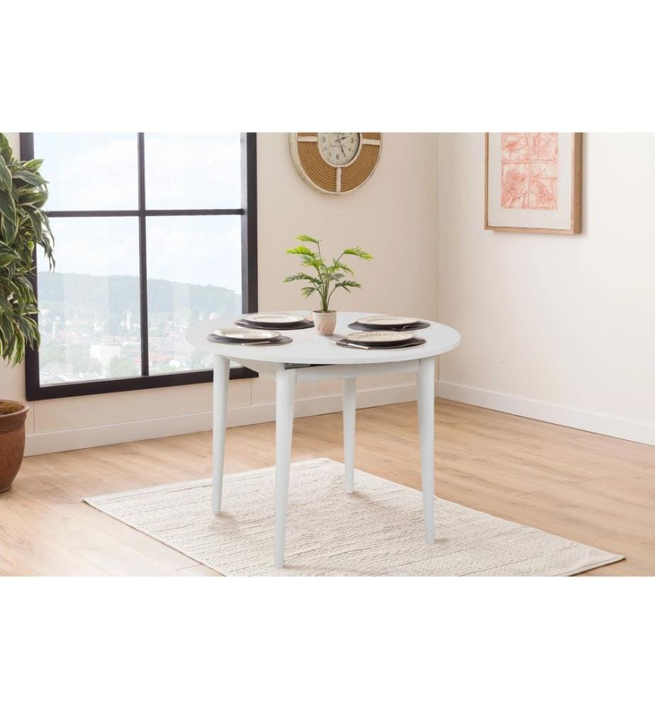 Table à rallonges, blanc, panneau de particules mélaminé