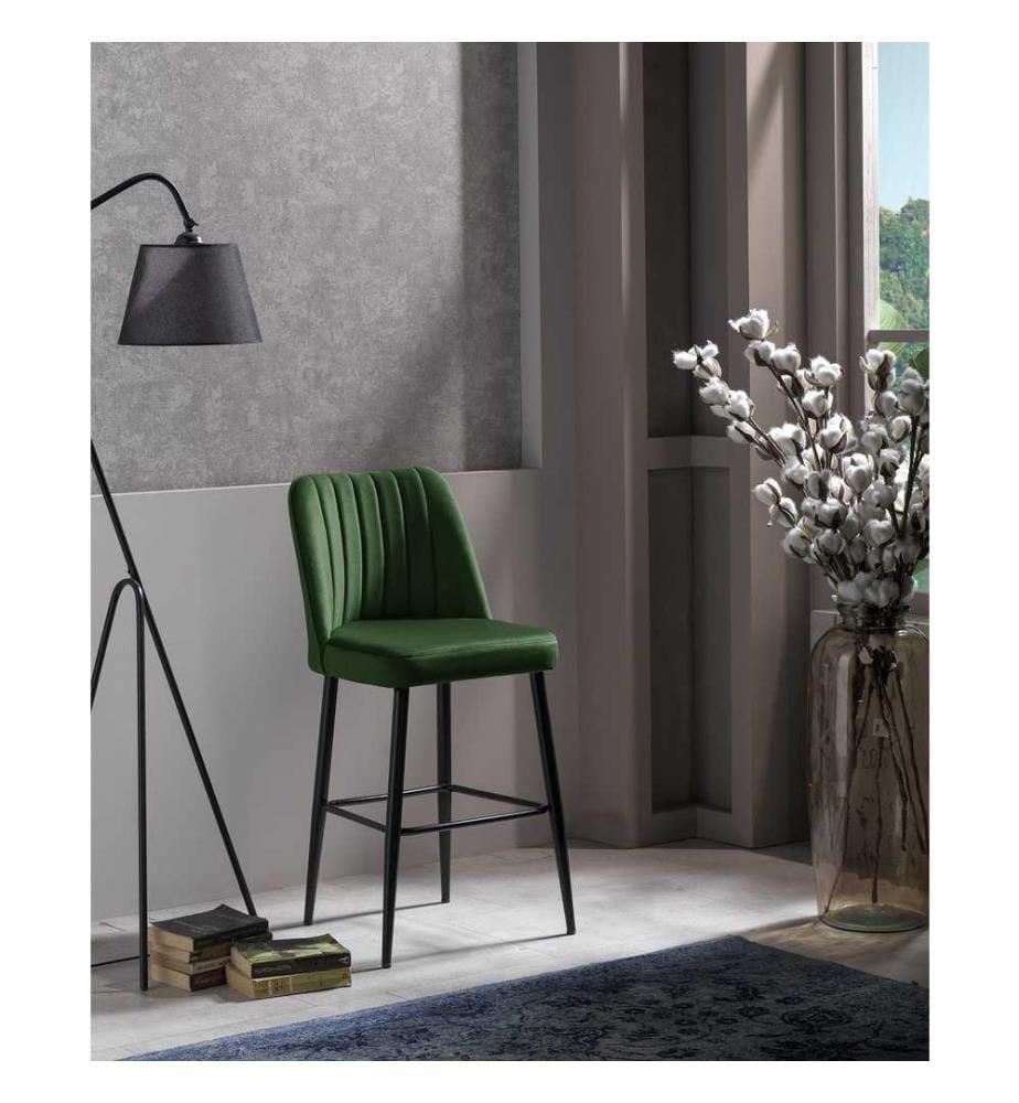 Ensemble de tabourets de bar, 2 pièces, vert, noir, panneau de particules mélaminé, tissu : Polyester