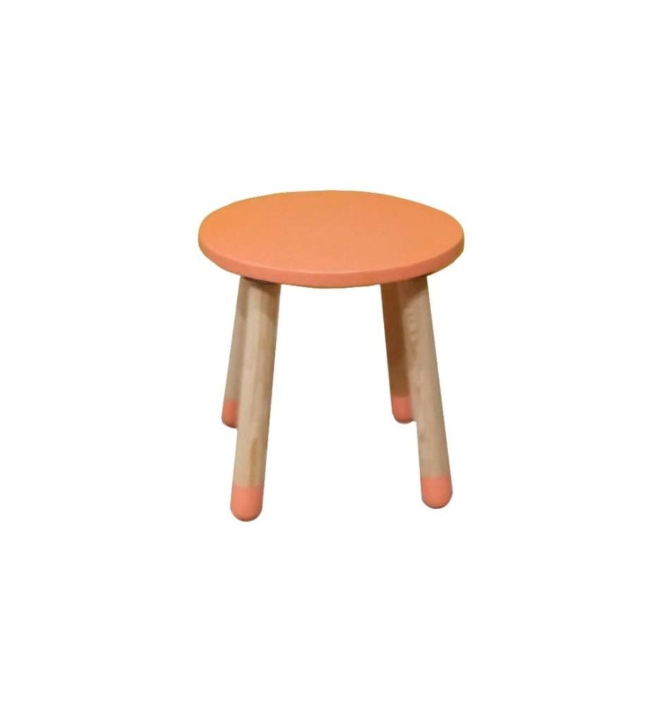 Tabouret d'enfant, corail, contreplaqué