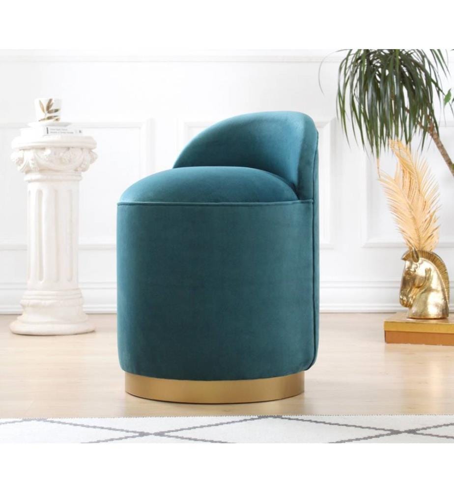 Pouf, vert pétrole, velours