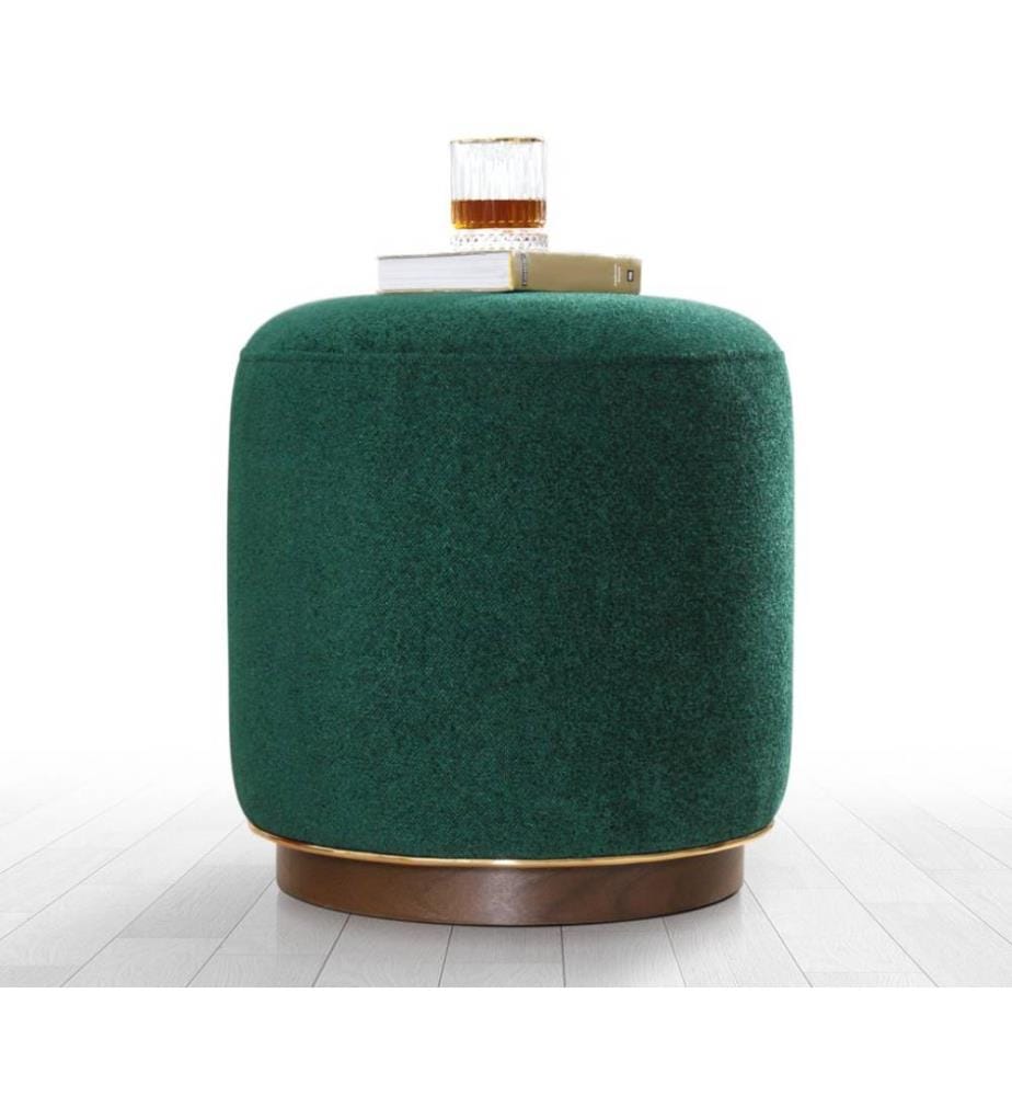 Pouf, vert foncé, coton, pieds en bois
