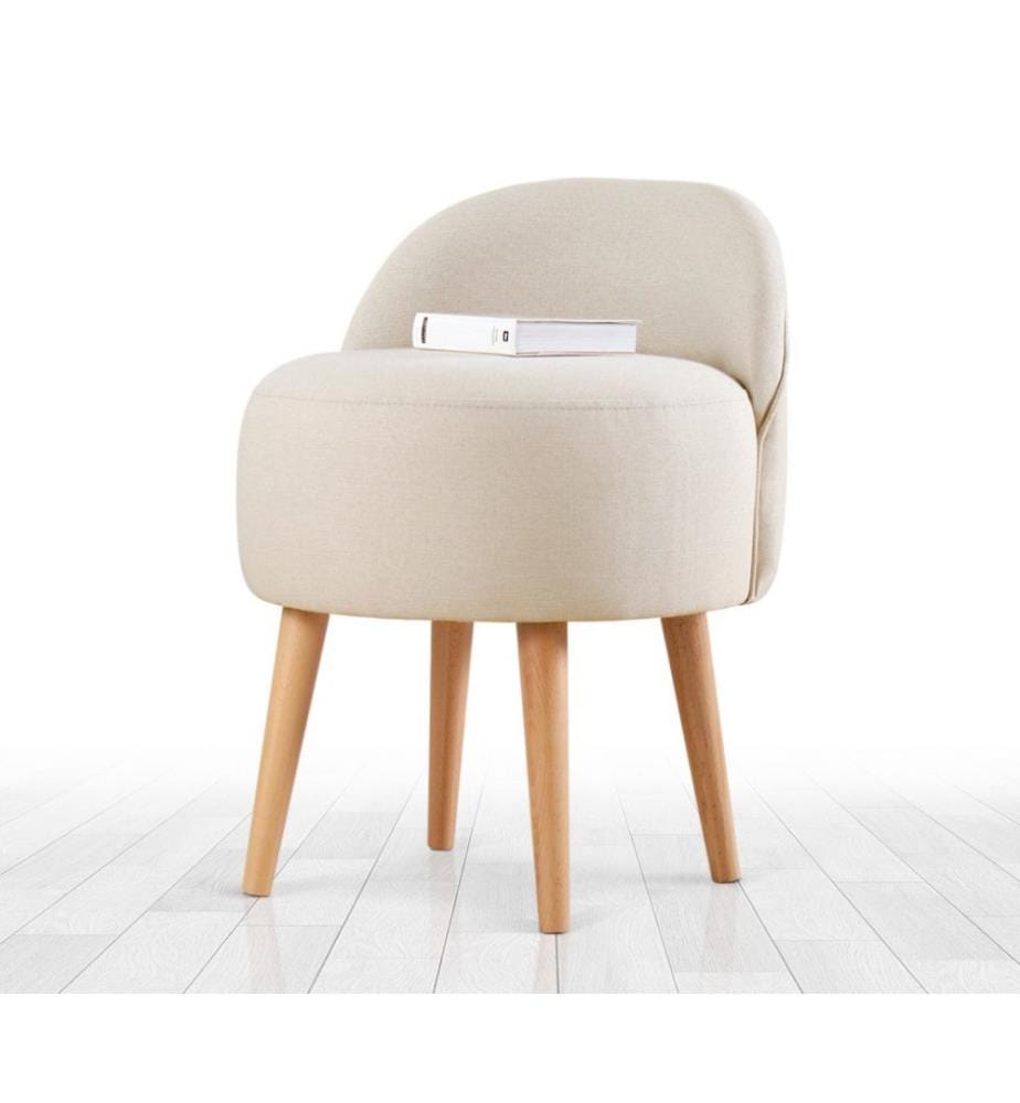 Pouf, crème, 50% coton - 50% lin, éponge orthopédique 35 Dns