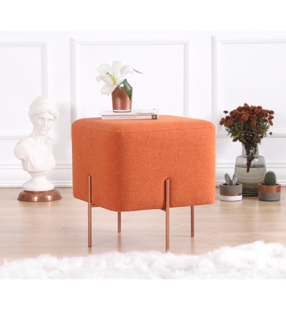 Pouf, Orange, 50% coton - 50% lin