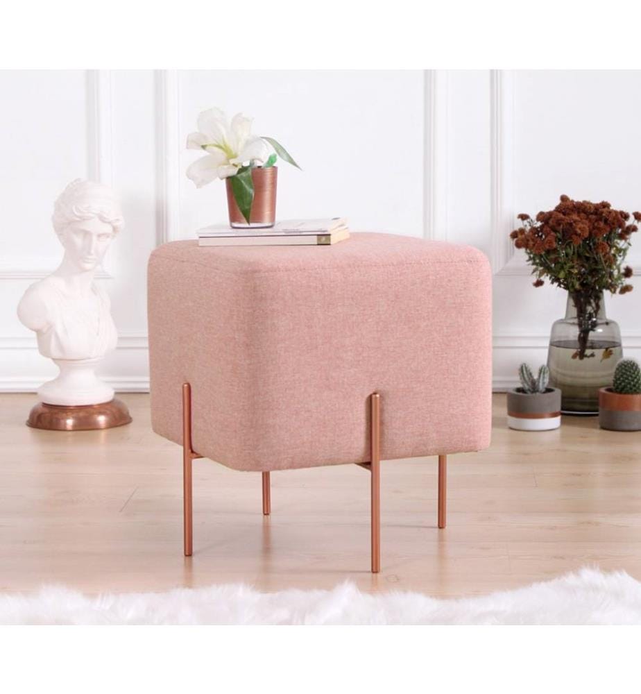 Pouf, rose, 50% coton - 50% lin