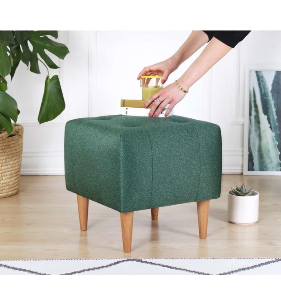 Pouf, vert, 50% coton - 50% velours