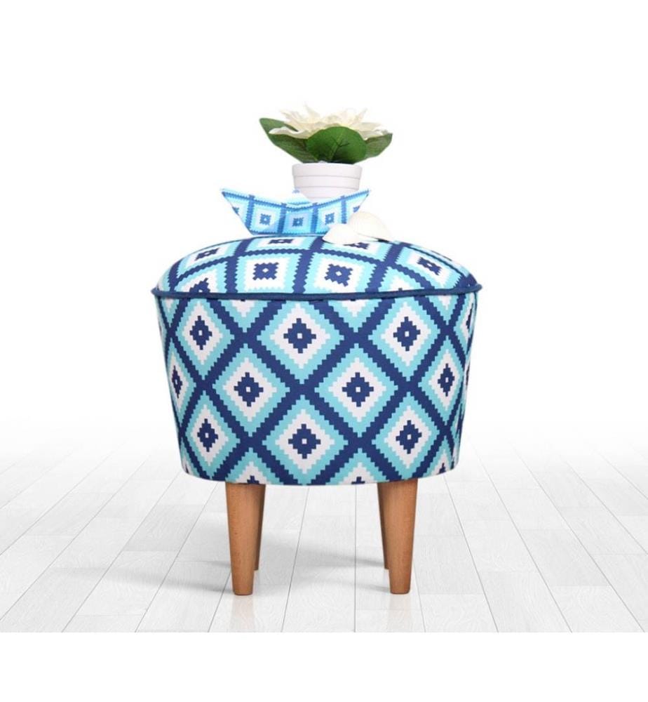 Pouf, bleu blanc, microfibre