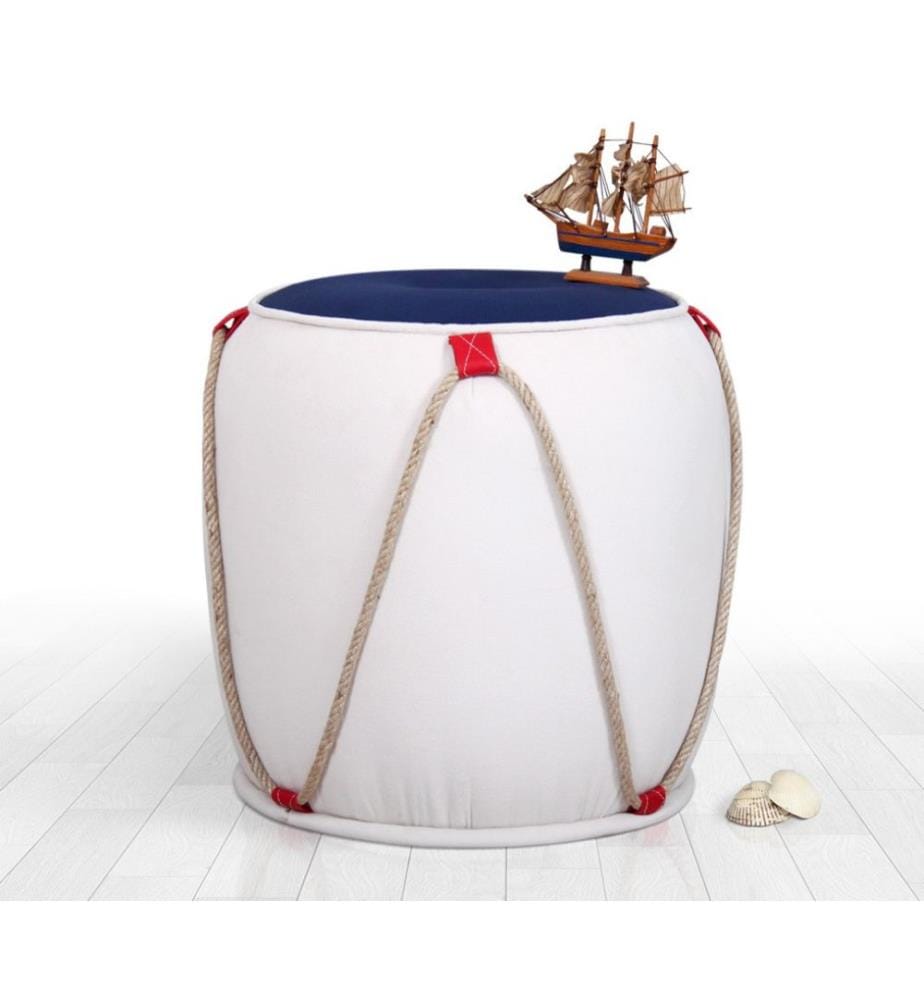 Pouf, bleu blanc, 50% coton - 50% velours