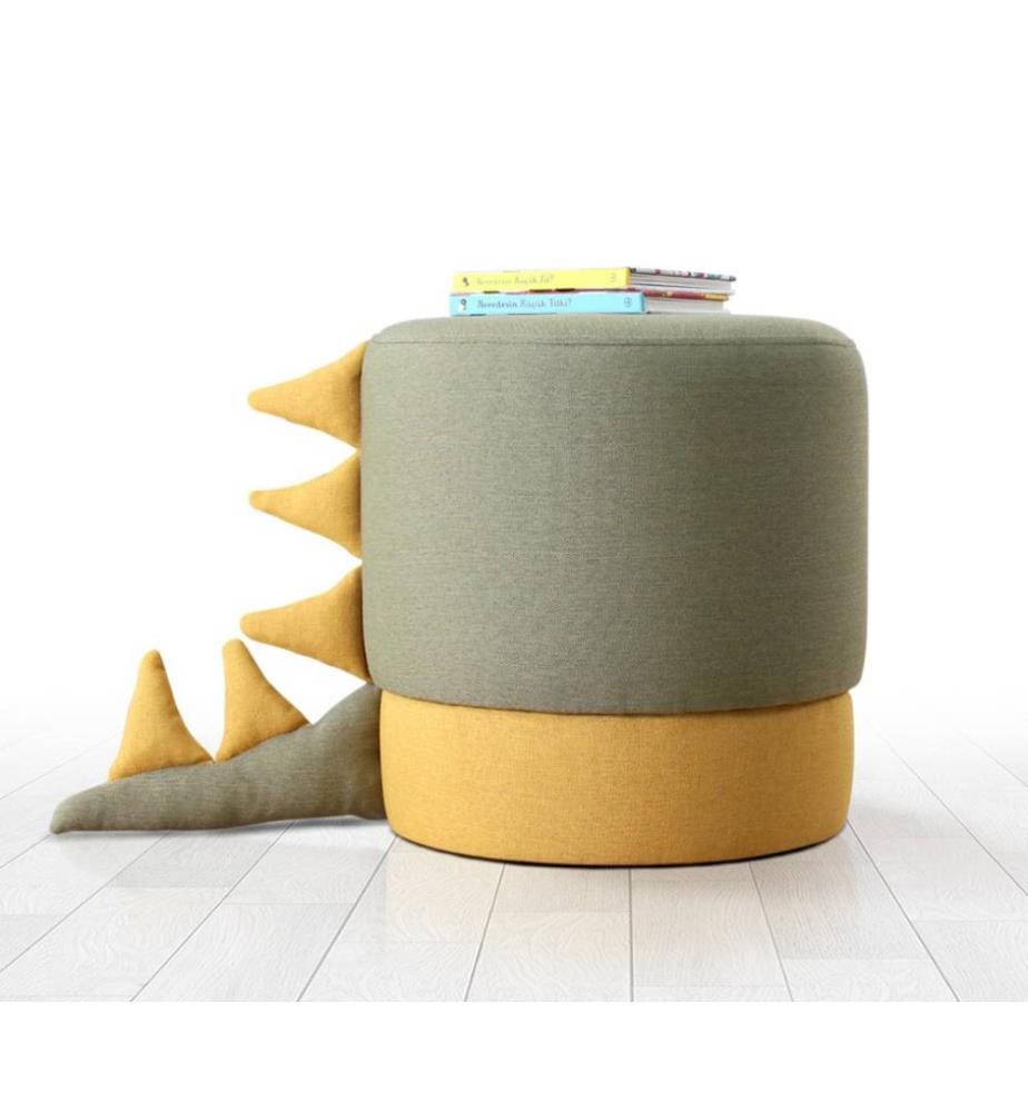 Pouf, vert, 50% coton - 50% velours, pieds cachés enduits de PVC