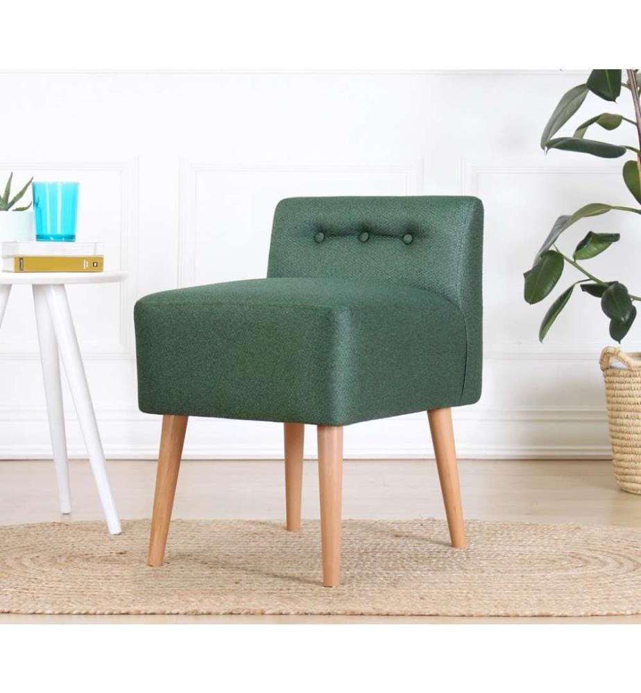 Pouf, vert, coton, pieds en bois