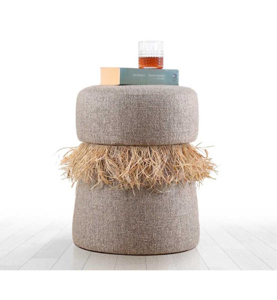 Pouf, marron, 50% coton - 50% velours, pieds cachés enduits de PVC