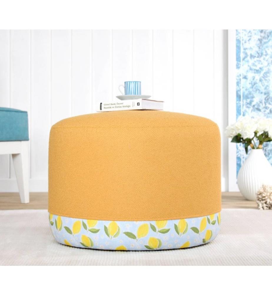 Pouf, multicolore, 50% coton - 50% lin