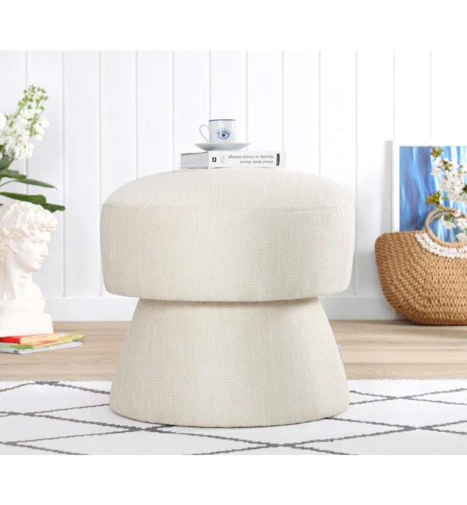 Pouf, crème, 50% coton - 50% lin