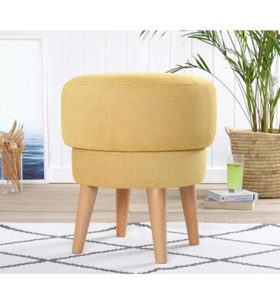 Pouf, jaune, 100% lin