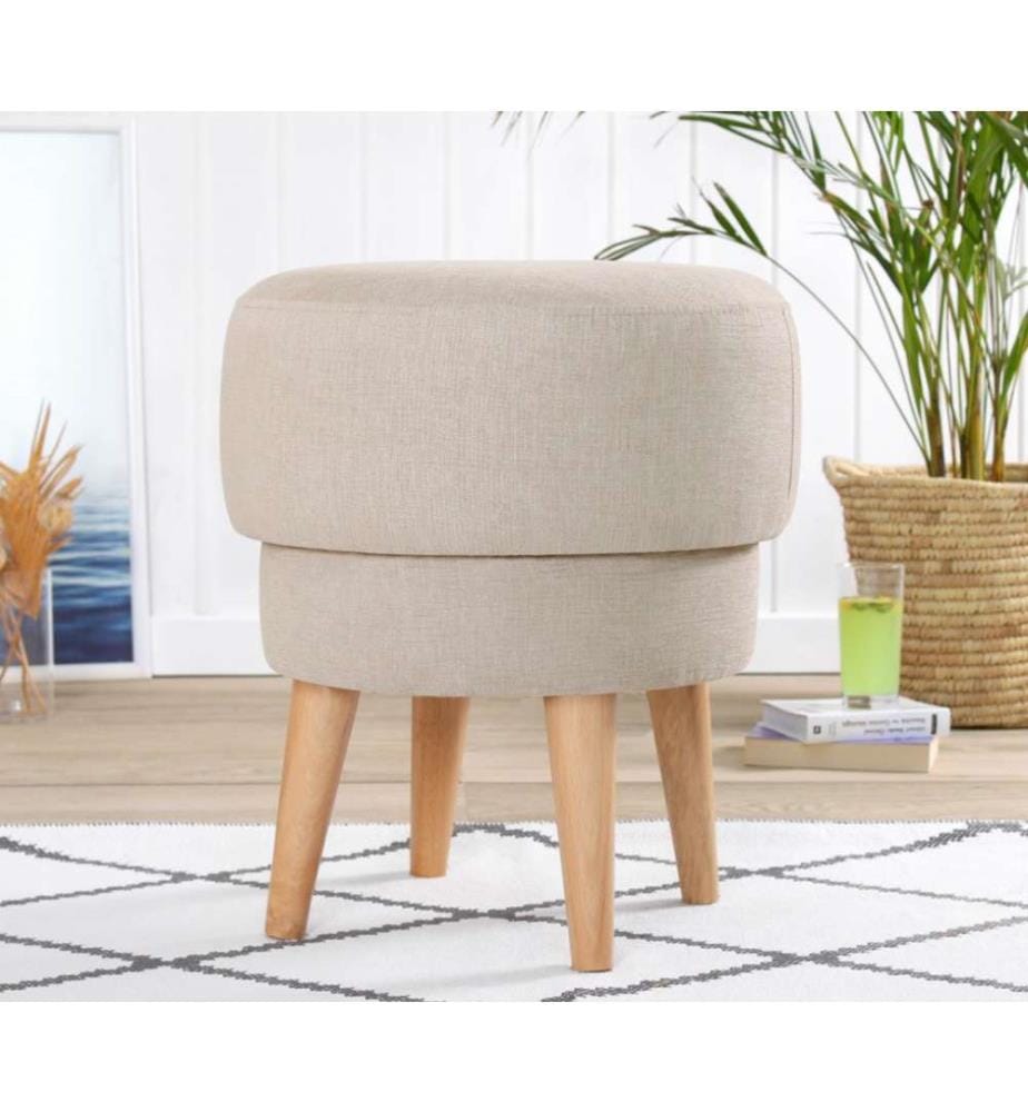 Pouf, beige, 100% lin