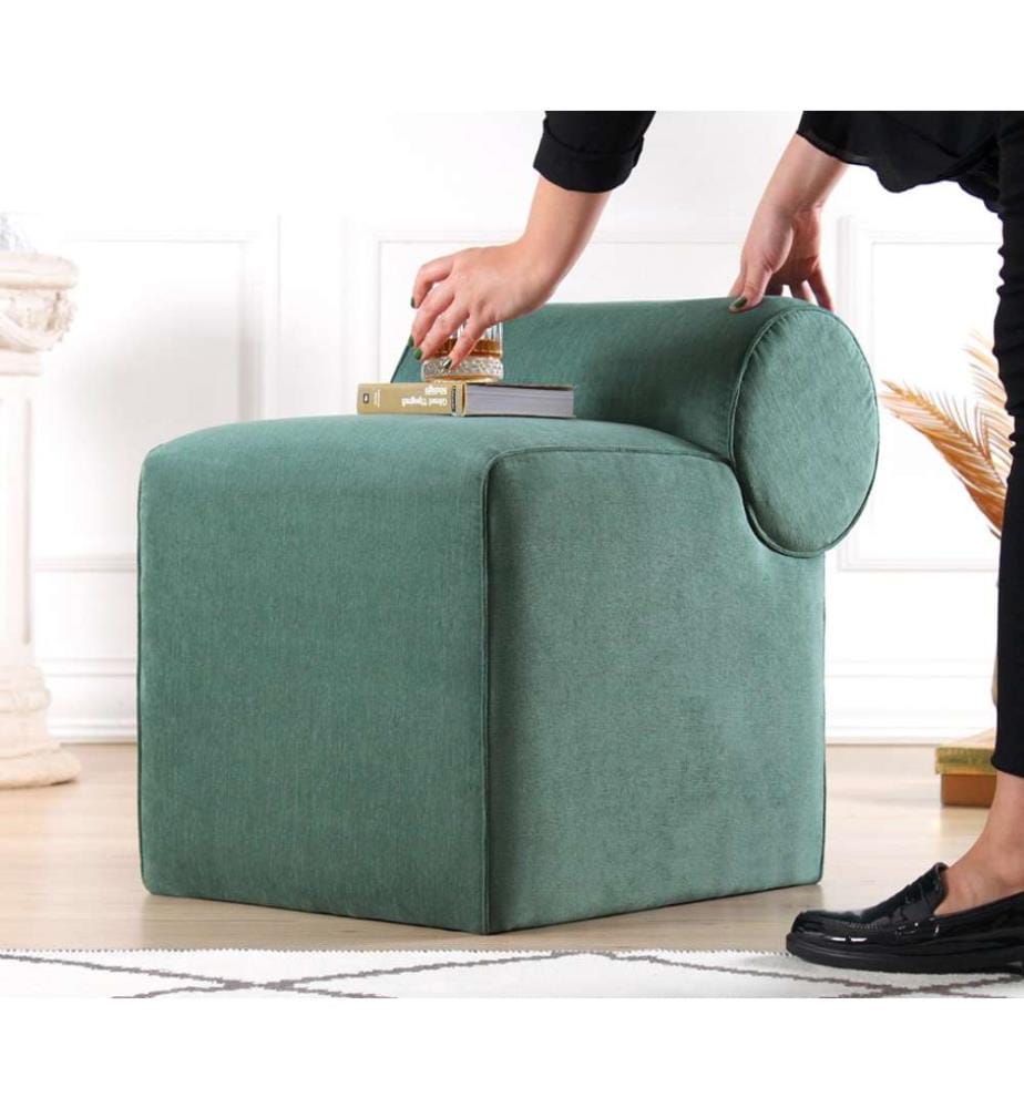 Pouf, vert, 100% coton