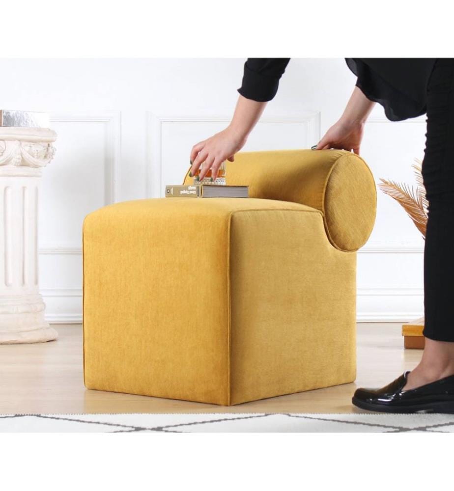 Pouf, jaune, 100% coton
