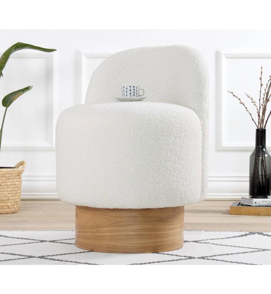 Pouf, blanc, 100% fausse fourrure