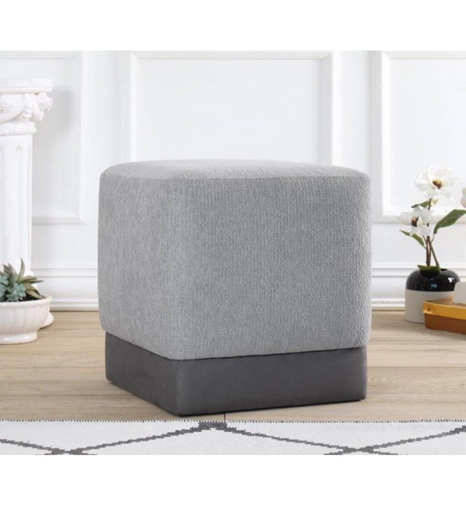 Pouf, gris, 50% coton - 50% lin