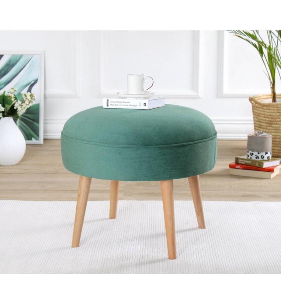 Pouf, vert, 100% bois de hêtre