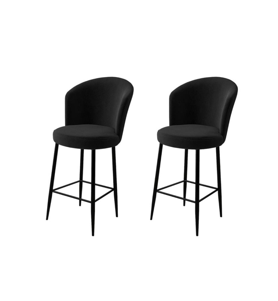 Ensemble de tabourets de bar, 2 pièces, noir, cadre : Métal, Tissu : Babyface