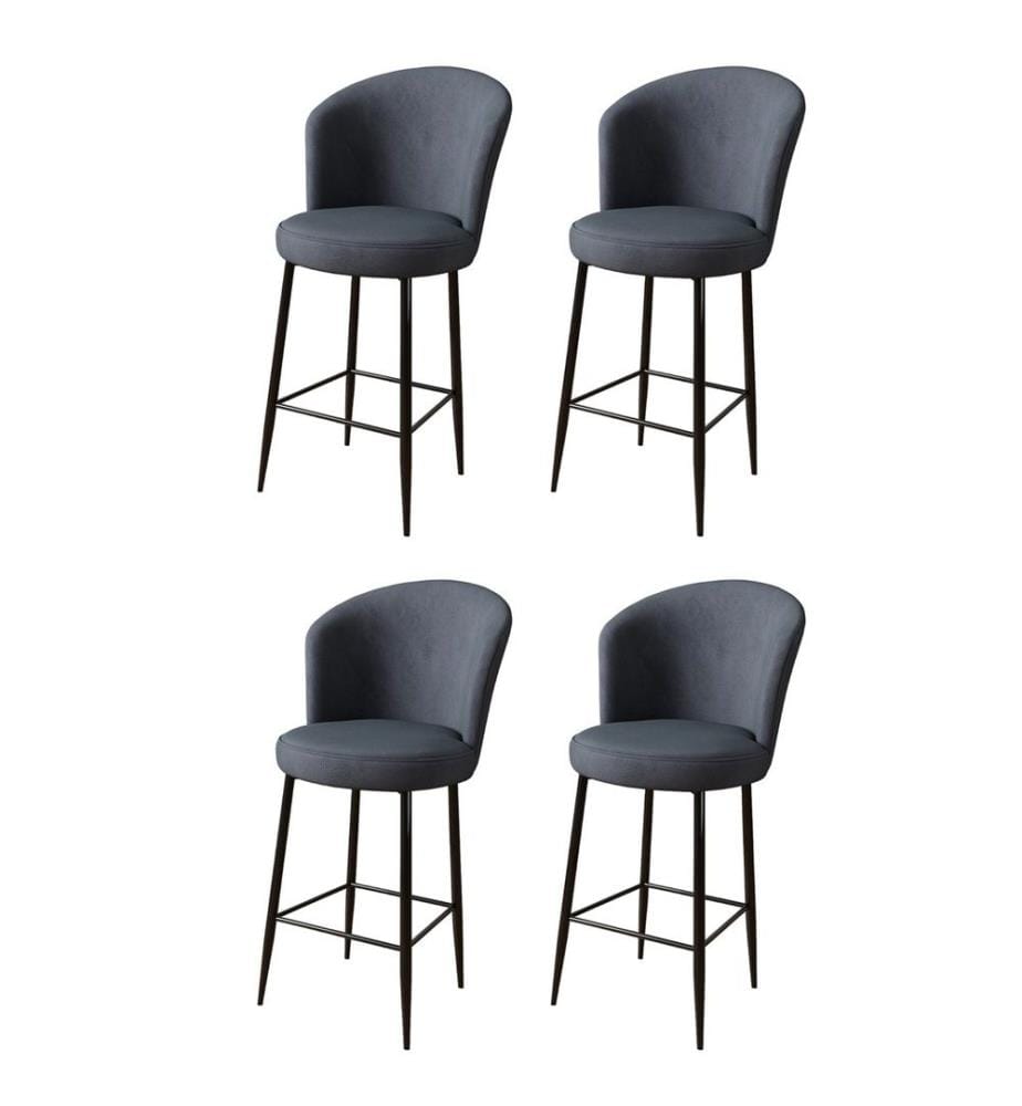 Ensemble de tabourets de bar, 4 pièces, anthracite, noir, châssis : Métal, Tissu : Babyface