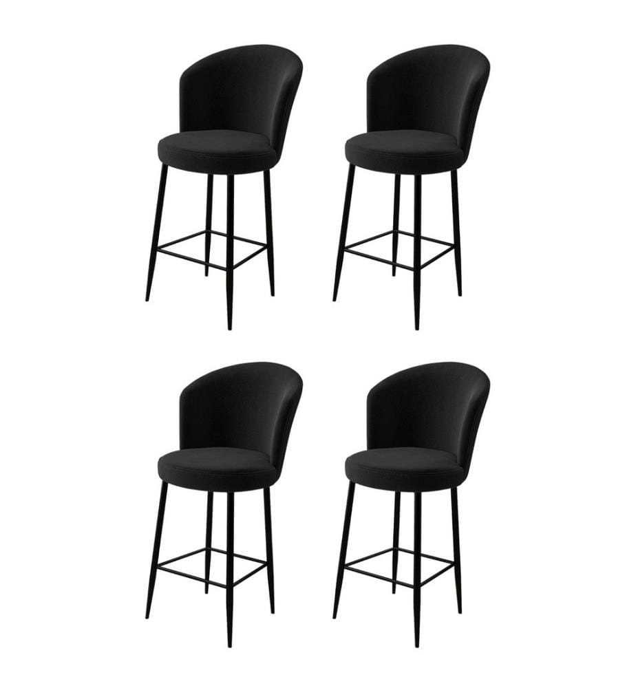 Ensemble de tabourets de bar, 4 pièces, noir, cadre : Métal, Tissu : Babyface